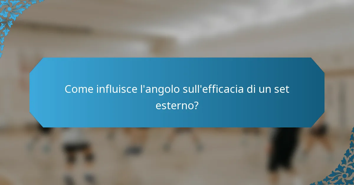 Come influisce l'angolo sull'efficacia di un set esterno?